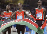 Kenya's Ezekiel Kembo, Birmin Kipruto and Paul Kipsiele Koech  after the 3000m steeplechase victory - Source: BBC 