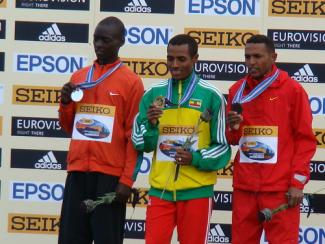 Kenesisa Bekele and the senior men's podium